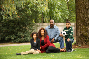 Family portrait in yard